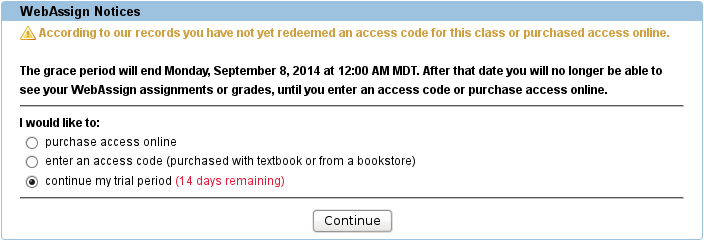 access code for webassign